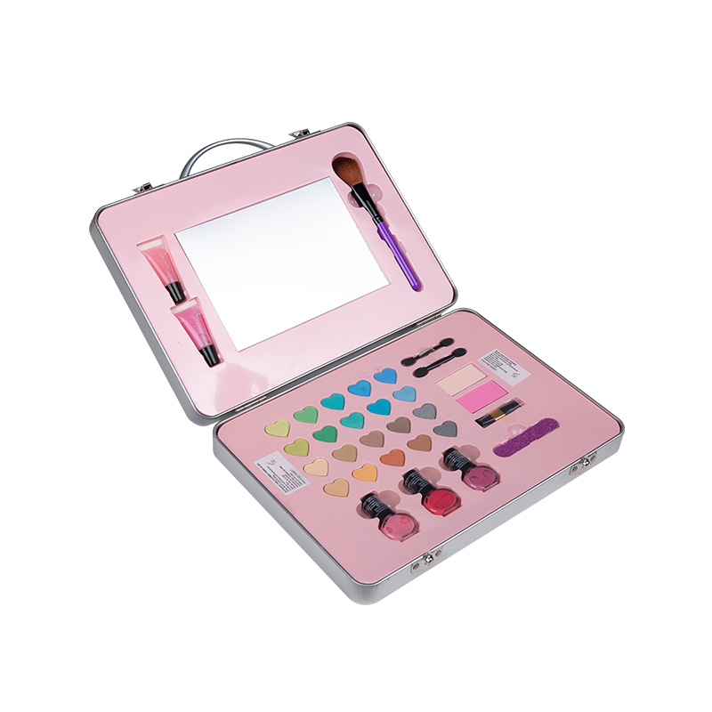 Juego de maquillaje infantil en caja de cosmética ecológica, Juego de maquillaje todo en uno para niñas